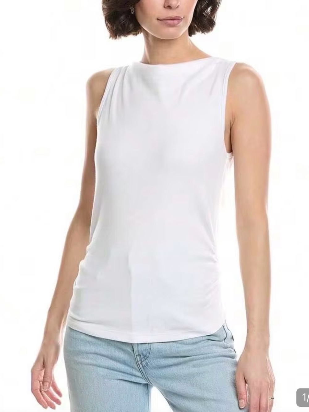 Michael Stars White Coco Ruched Tank